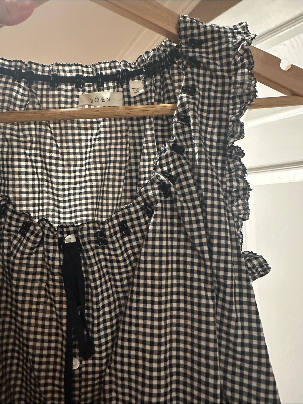 Doen Traveler Top Black Gingham XS - Picture 5 of 5